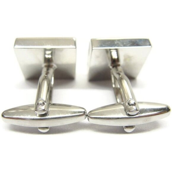 Silver Tone Black Cufflinks Shirt Formal Wedding Accessories Tux Vintage IOB - Picture 15 of 16